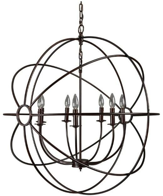 YHD Shooting Star Rustic Black 7-Light Orb Chandelier