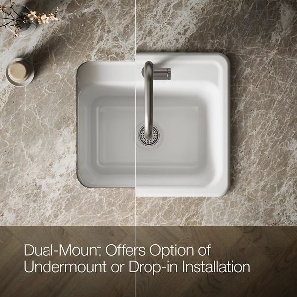 KOHLER® Glen Falls™ White 25" 1-Faucet Hole Top/Undermount Single-Bowl Utility Sink-4