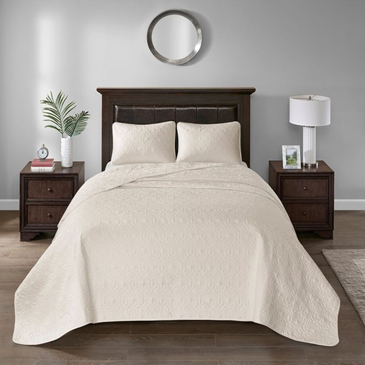 Madison Park QUEEN Quilted Coverlet Set Cream hot New