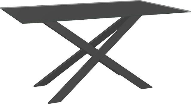 Amisco Customizable Ascencio 60" Rectangular Dining Table with 0.5" Black Glass Top-0