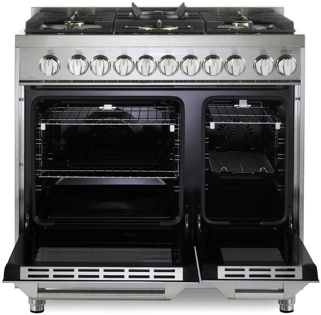 Verona® Ultima 36" Stainless Steel Double Oven Freestanding Gas Range with 5 Brass Burners-1