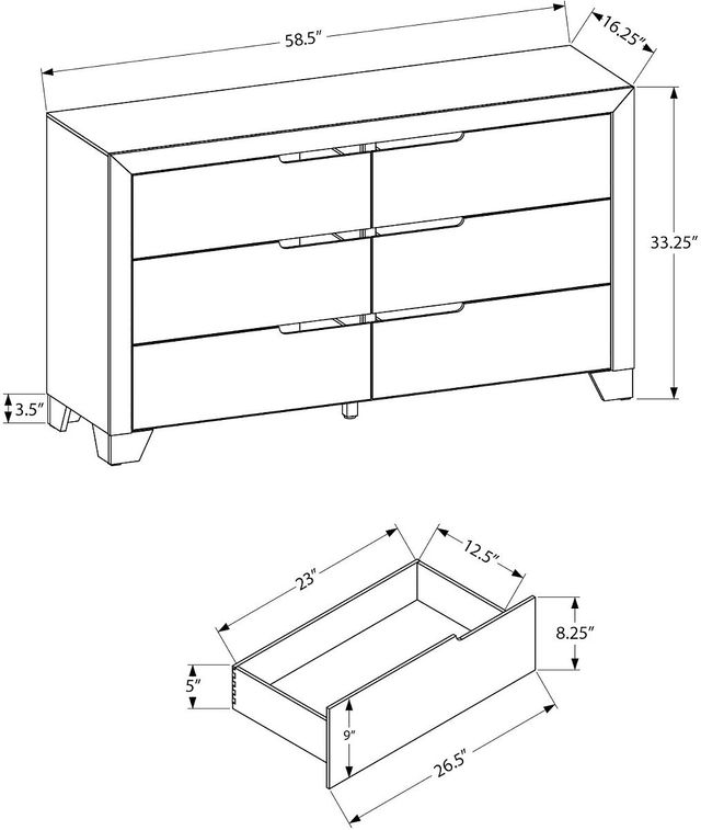 Monarch Specialties Inc. Light Grey/White Dresser-1
