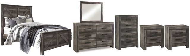 Signature Design by Ashley® Wynnlow 6-Piece Gray King Crossbuck Panel Bed Set-0