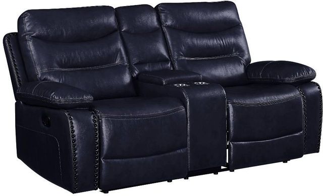 ACME Furniture Aashi Navy Manual Reclining Loveseat with Console-0