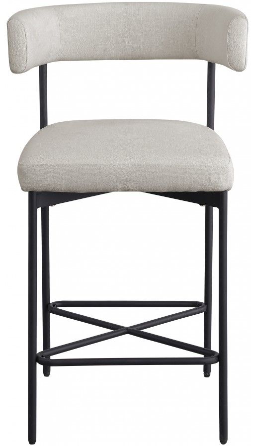 Meridian Furniture Rivage 2-Piece Beige/Matte Black Linen Textured Counter Stool Set-1