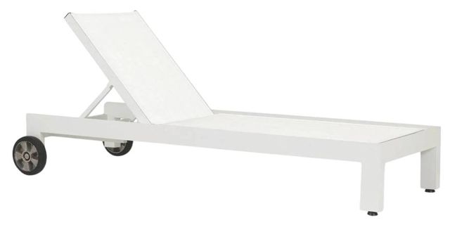 Sunset West Newport Frost/Satin White Fabric/Metal Outdoor Sling Chaise-0