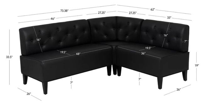 Powell® Auden 3-Piece Black Nook Corner Bench Set-2
