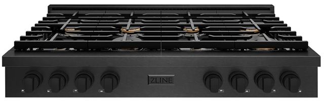 ZLINE Paramount 48" Black Satin Stainless Steel Gas Rangetop with 8 Brass Burners and Porcelain Cooktop -0