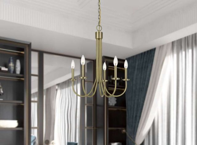 Cal® Lighting & Accessories Spiez Antique Brass Chandelier-2