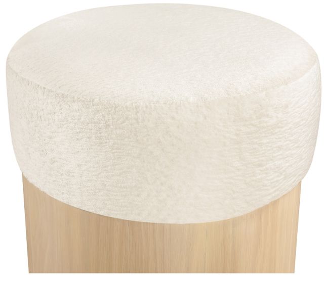 Meridian Furniture Nimes Cream/Natural Velour Fur Ottoman-2