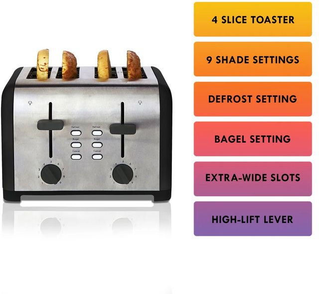 Kenmore® 4 Slice Black and Stainless Steel Toaster-2