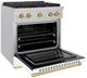 ZLINE Autograph Edition Paramount 30" Satin Stainless Steel Pro Style Dual Fuel Range with White Matte Door and Champagne Bronze Accents-3