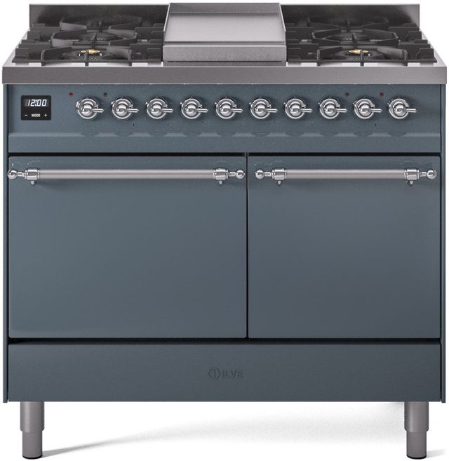 Ilve® Nostalgie II Series 40" Blue Grey Pro Style Dual Fuel Range-0