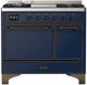 Ilve® Majestic III 40" Midnight Blue Pro Style Dual Fuel Liquid Propane Range with Solid Door and Burnished Trim-0