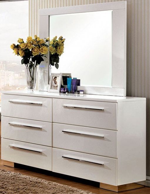 Furniture of America® Clementine 4-Piece Glossy White Queen Panel Bedroom Set-3