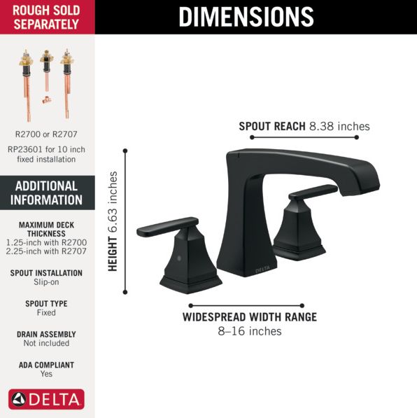 Delta Ashlyn® Roman Matte Black Tub Trim-1