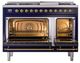Ilve® Nostalgie II Noblesse 48'' Midnight Blue Pro Style Dual Fuel Range with Brass Trim-2