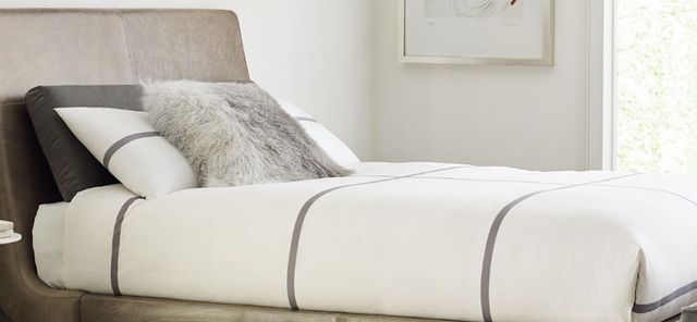 American Leather® Customizable Menlo Park Leather California King Upholstered Panel Bed-1