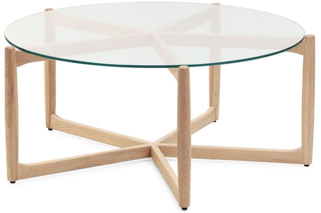Moe's Home Collection Hetta Glass Top Coffee Table with Natural Oak Base-0