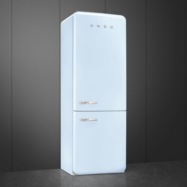 Smeg Retro Style 28 in. 18.0 Cu. Ft. Pastel Blue Bottom Freezer Refrigerator-2