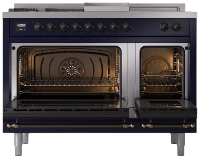 Ilve® Nostalgie II Series 48" Midnight Blue Pro Style Dual Fuel Range-1