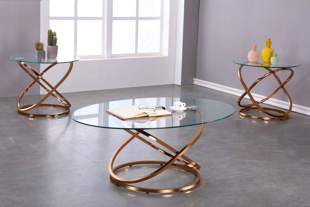 Brassex Inc. Rose Gold 3-Piece Coffee Table Set-1