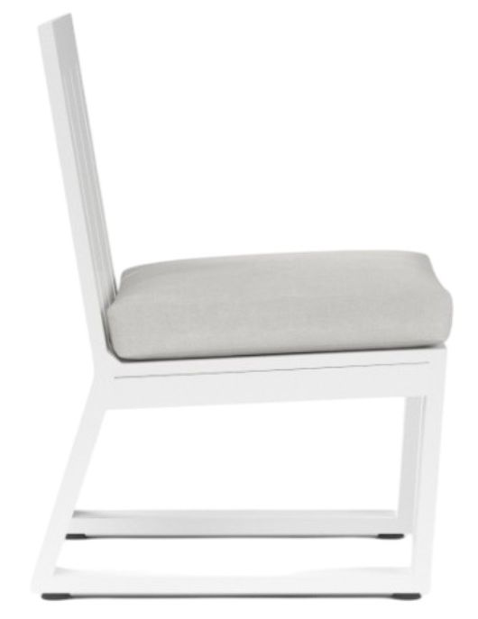Sunset West Newport Satin White Aluminum Outdoor Dining Side Chair with Cast Silver Cushion-1