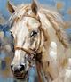 Classy Living Contemplative White Horse on Blue Wall Art-1