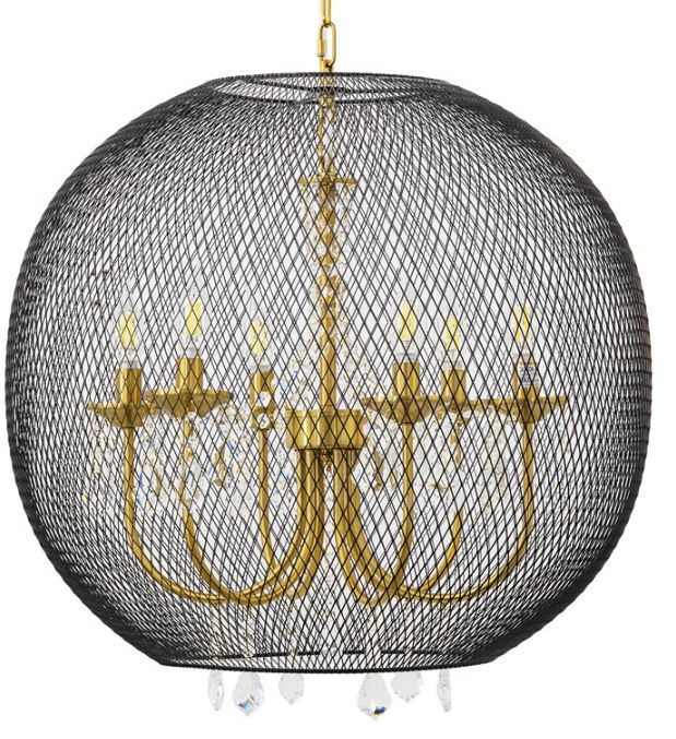 YHD Baron Antique Brass/Matte Black 6-Light Chandelier-2