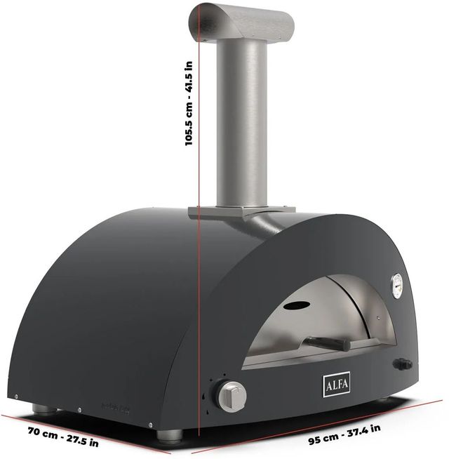 Alfa Moderno 2 Pizze 38" Anthracite Grey Wood Pizza Oven-2