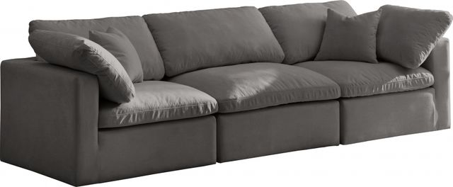 Meridian Furniture Plush Grey Velvet Standard Cloud Modular Sofa-0