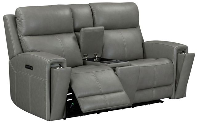 Liberty Furniture Camden Aline Light Gray Leather Power Reclining Loveseat with Console-1