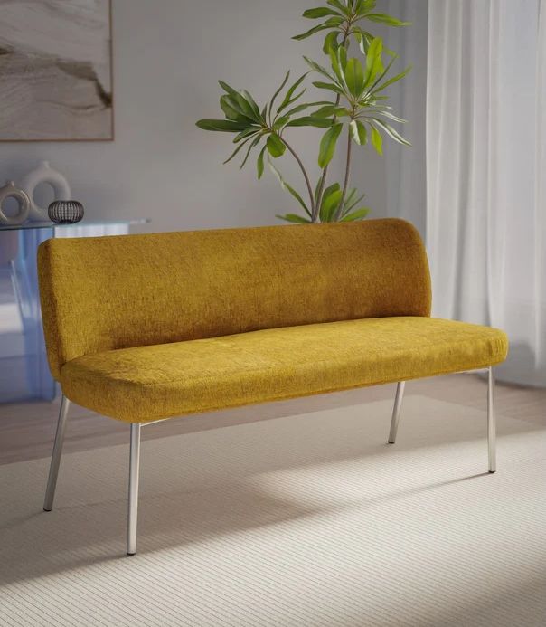 Modus Furniture Fomo Pineapple/Stainless Steel Upholstered Settee-1