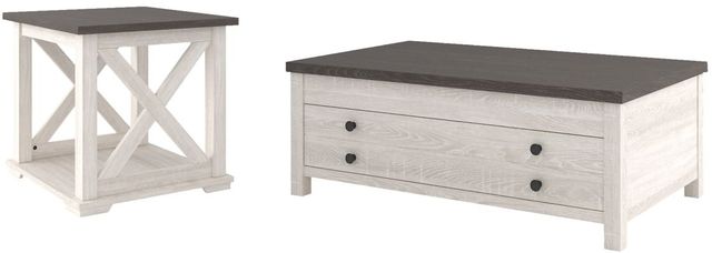 Signature Design by Ashley® Dorrinson 2-Piece Antiqued White/Gray Living Room Table Set-0