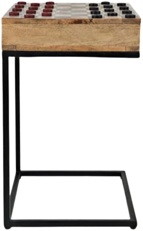 Jofran Inc. Global Archive Fairchild Brown Checkerboard C-Table with Black Base-3
