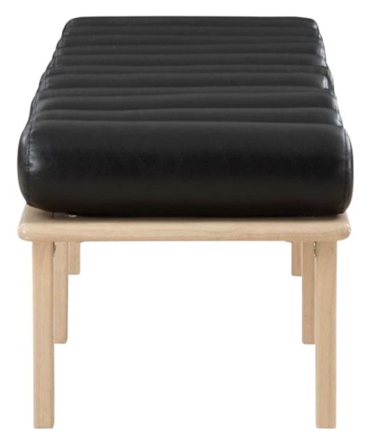 Meridian Furniture Landon Black/Natural Vegan Leather Bench-2