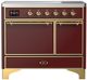 Ilve® Majestic III 40" Burgundy Pro Style Induction Range with Solid Door and Brass Trim-0