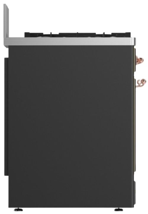 Ilve® Majestic III 30" Graphite Matte Pro Style Dual Fuel Range with 5 Black Brass Burners and Copper Trim-3