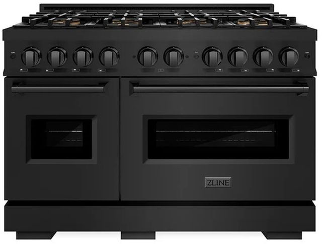 ZLINE 48" 6.7 cu. ft. Dual Fuel Range with 8 Burner DuoPro™ Cooktop and Dual Ovens in Black Stainless Steel -0