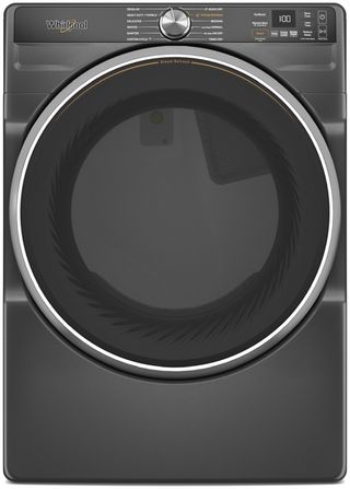 Whirlpool® 7.4 Cu. Ft. Volcano Black Front Load Gas Dryer with Steam Capabilities