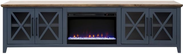 Legends Home Ithaca Blue Denim/Bourbon 96" Fireplace Console-3