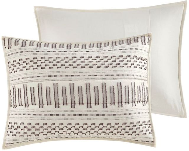 Olliix by INK+IVY Rhea Ivory/Charcoal Full/Queen Cotton Coverlet Set-1