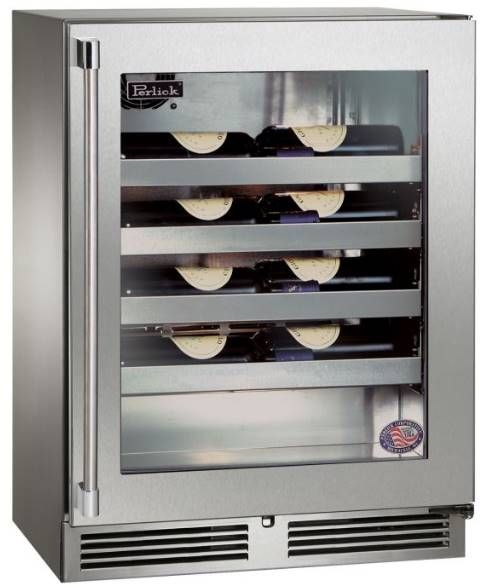 Perlick® Marine Stainless Steel 24" Glass Door Shallow Depth Wine Reserve