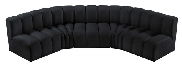 Meridian Furniture Arc 5-Piece Black Velvet Sectional-1