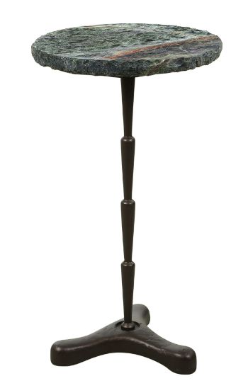 Home Trends & Design Breton Green Accent Table with Dark Walnut Base-0