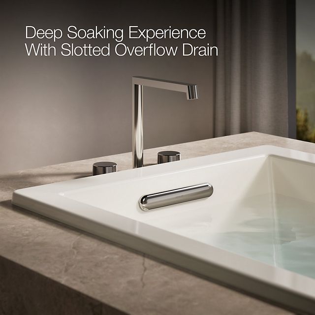 KOHLER® Underscore® Biscuit 66" x 32" Drop-In Heated Whirlpool Bath-4