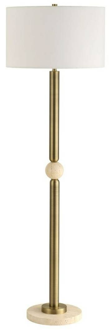 Uttermost® Hudson Gold/Travertine Floor Lamp-3