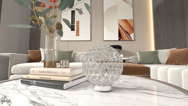 Crown Mark Crystal Silver Globe Table Lamp-1