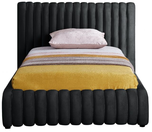 Meridian Furniture Nico Black Velvet Twin Upholstered Panel Bed-1