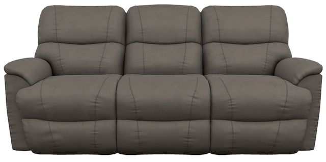 La-Z-Boy® Trouper Gray Leather Power Reclining Sofa with Headrest and Lumbar-1